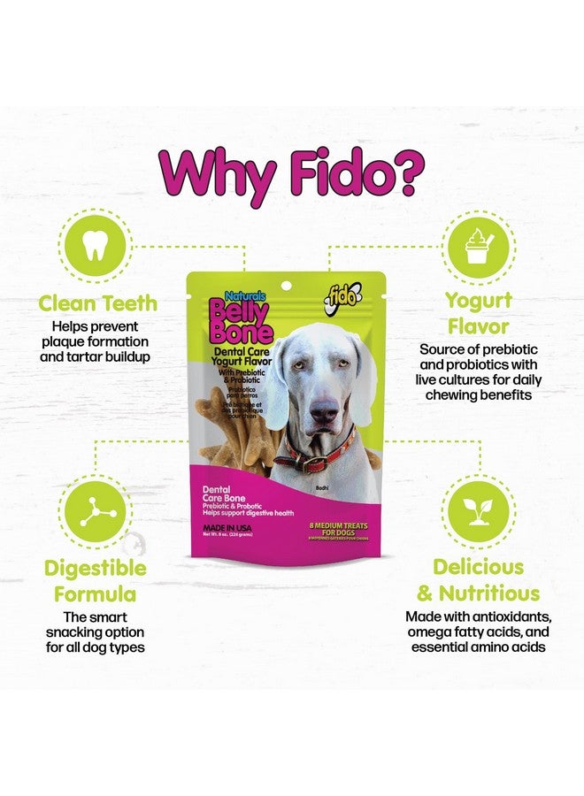 Fido Naturals Belly Bones for Dogs, Yogurt Flavored Medium Dog Dental Treats - 8 Treats Per Pack (3 Pack) - (Made in USA) - Plaque and Tartar Control for Fresh Breath, Digestive Health Support - Image 3