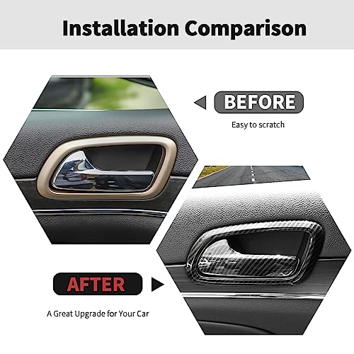 RT-TCZ RTTCZ Carbon Fiber Inner Door Handle Bowl Trim Cover Inner Grab Handle Trim Cover Decoration Interior Accessories for Jeep Grand Cherokee 20112020 - Image 3