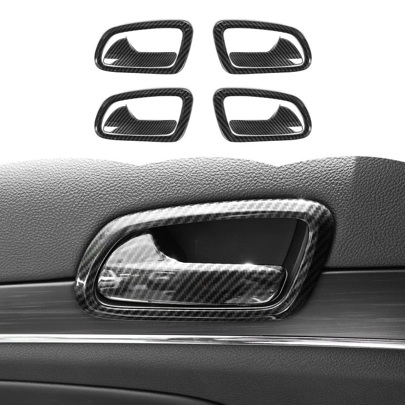 RT-TCZ RTTCZ Carbon Fiber Inner Door Handle Bowl Trim Cover Inner Grab Handle Trim Cover Decoration Interior Accessories for Jeep Grand Cherokee 20112020 - Image 2