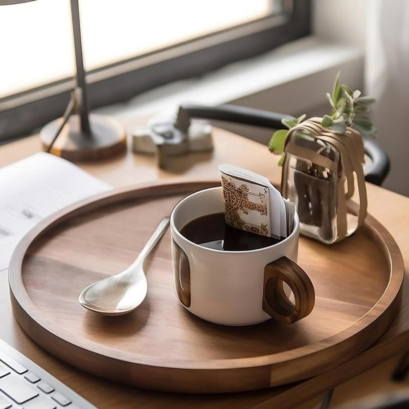 Craftsline 30x30 Round Wood Tray Made of Acacia Wood,Decorative Tray for Kitchen Dining Room Table Wood Tray for Home Decor Coffee Table Tray for Coffee Table and Home Decor - Image 1