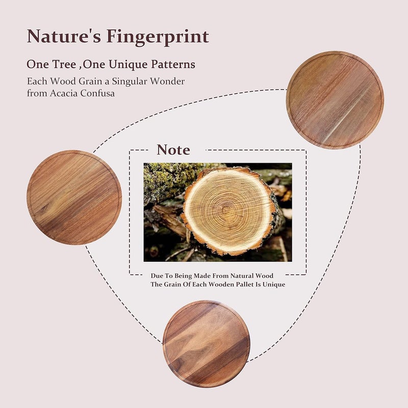 Craftsline 30x30 Round Wood Tray Made of Acacia Wood,Decorative Tray for Kitchen Dining Room Table Wood Tray for Home Decor Coffee Table Tray for Coffee Table and Home Decor - Image 4