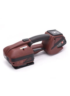 Battery Powered Strapping Machine Automatic Handheld Wrapping Tool for 13-16mm Wide (1/2 - 5/8 inch) PP/PET Strap, Brown