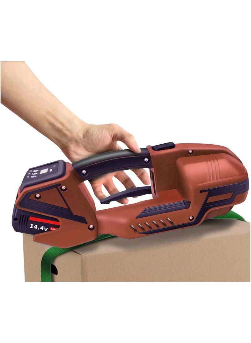 Generic - Battery Powered Strapping Machine Automatic Handheld Wrapping Tool for 13-16mm Wide (1/2 - 5/8 inch) PP/PET Strap, Brown - Image 1
