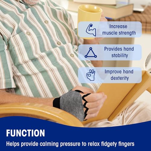 Zipcase Large Size Weighted Gloves for Tremors to Provide Hand Stability and Improve Hand Dexterity, Perfect Writing Weights & Hand strengthening Tool（2 x 1/2lb, Each Glove） Gray - Image 4