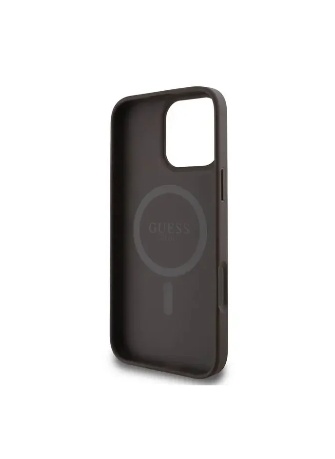 GUESS Magsafe PU 4G Hard Case with Classic Logo For iPhone 16 Pro / Drop Protection / Easy Snap-on / Slim & Lightweight Design / MagSafe Compatibility for Wireless Charging - Brown