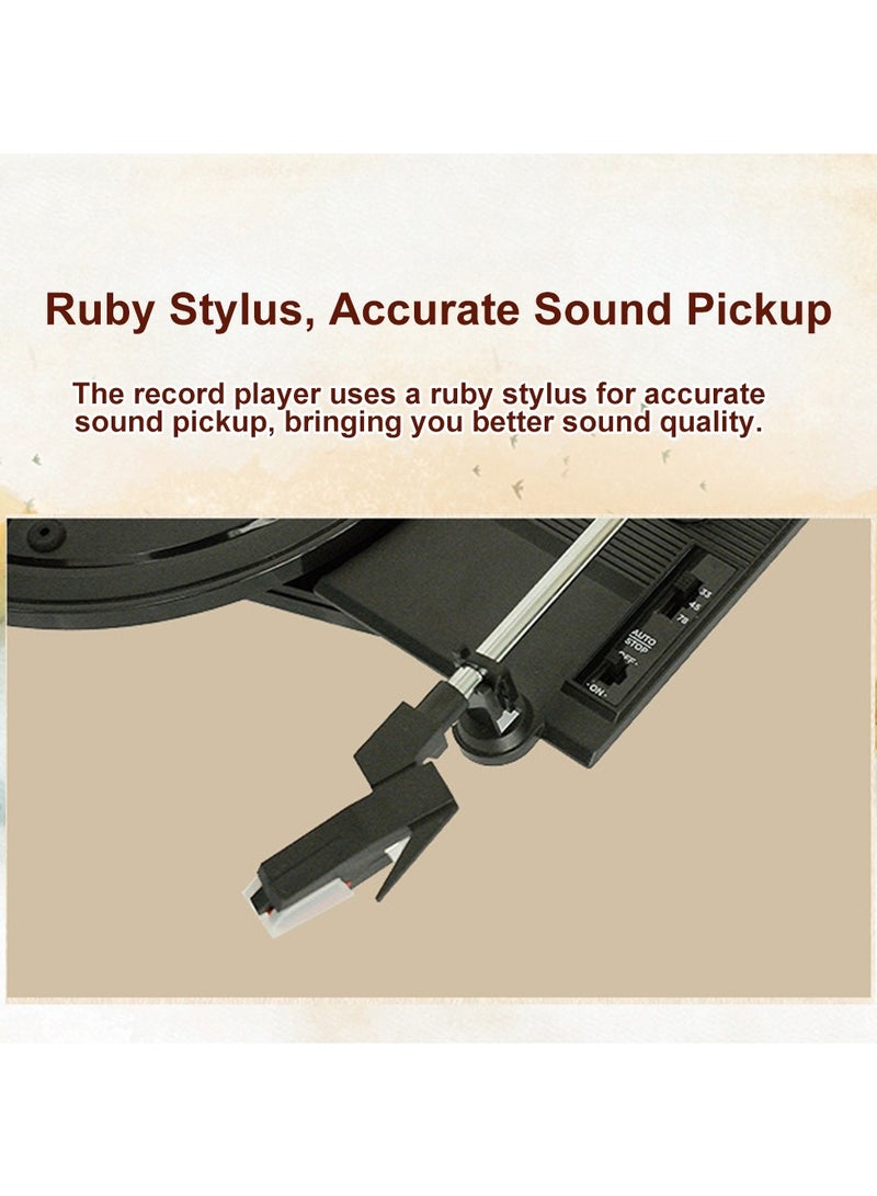Vinyl Record Player 3-Speed Turntable with Built-in Speakers BT Function Support 3 Size 7” /10” /12” Vinyl Record Portable Belt-Driven Record Player Vintage Turntable for Entertainment and Home Decoration  - Image 3