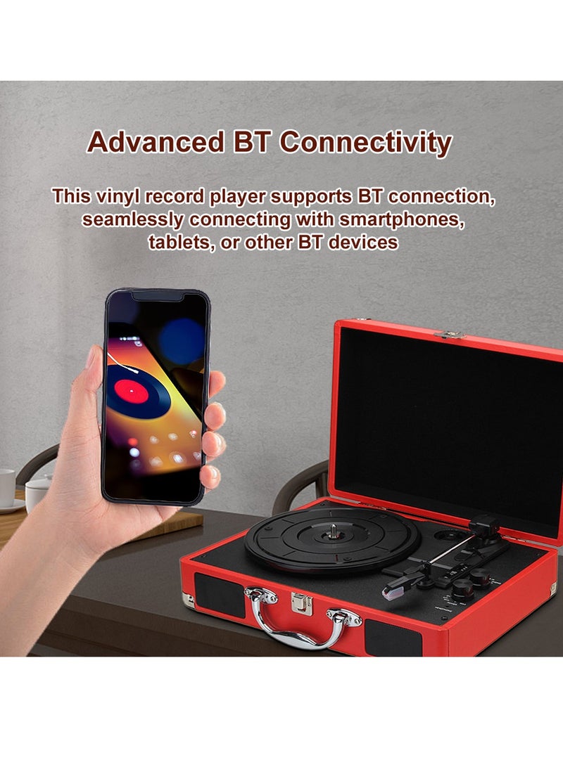 Vinyl Record Player 3-Speed Turntable with Built-in Speakers BT Function Support 3 Size 7” /10” /12” Vinyl Record Portable Belt-Driven Record Player Vintage Turntable for Entertainment and Home Decoration  - Image 5