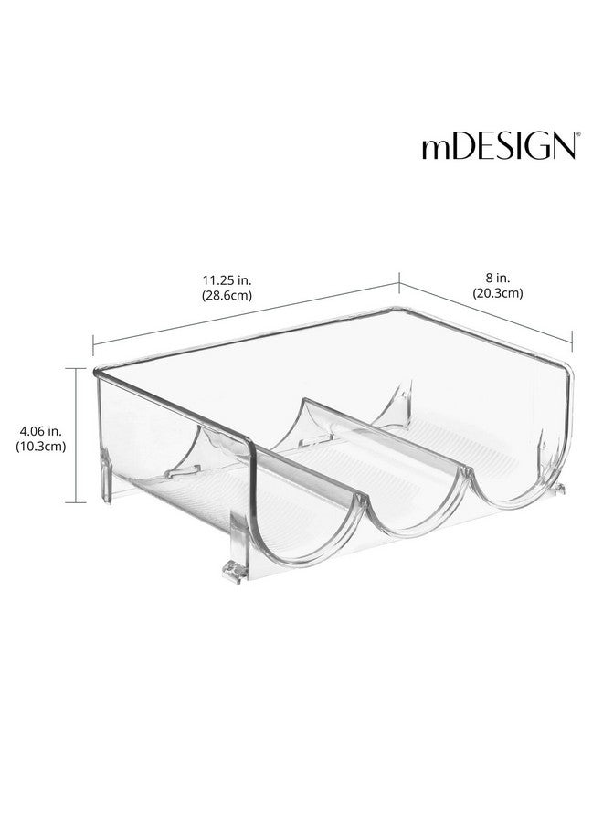 mDesign Plastic Free-Standing Stackable 3 Bottle Storage Holder Rack - Water, Wine, and Drink Organizer Shelf for Kitchen Countertop, Cabinet, Pantry, Fridge, Freezer, 4 Pack - Clear - Image 4