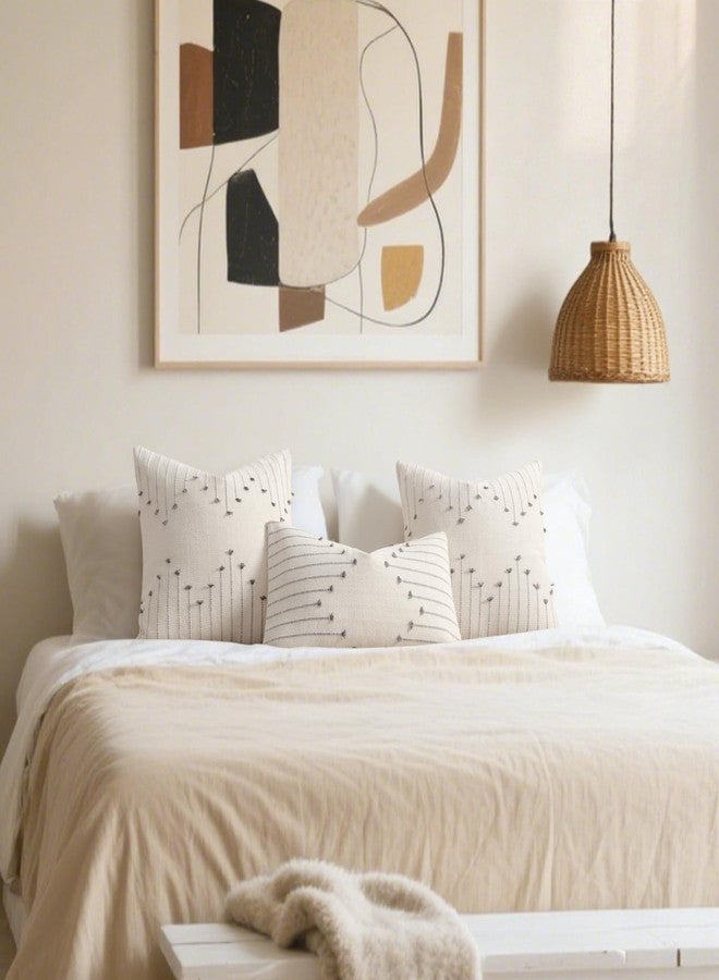 YCOLL Pillow Cover 18x18 Set of 2 Neutral Woven Decorative Throw Pillows for Couch Bed Living Room Cotton Tufted Couch Pillows Modern Farmhouse Accent Pillows Boho Home Decor, Gray - Image 5