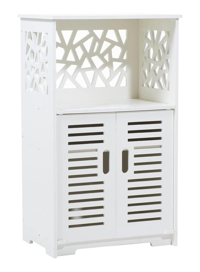 تي بي جي بي خزانة حمام كبيرة جدًا للتخزين على الأرض وخزانة مقاومة للماء للحمام باللون الأبيض القوي وأثاث الحمام والمرحاض ورف سلم منظم الحمام وخزانة طويلة - 70 × 42 × 28 سم - Image 3