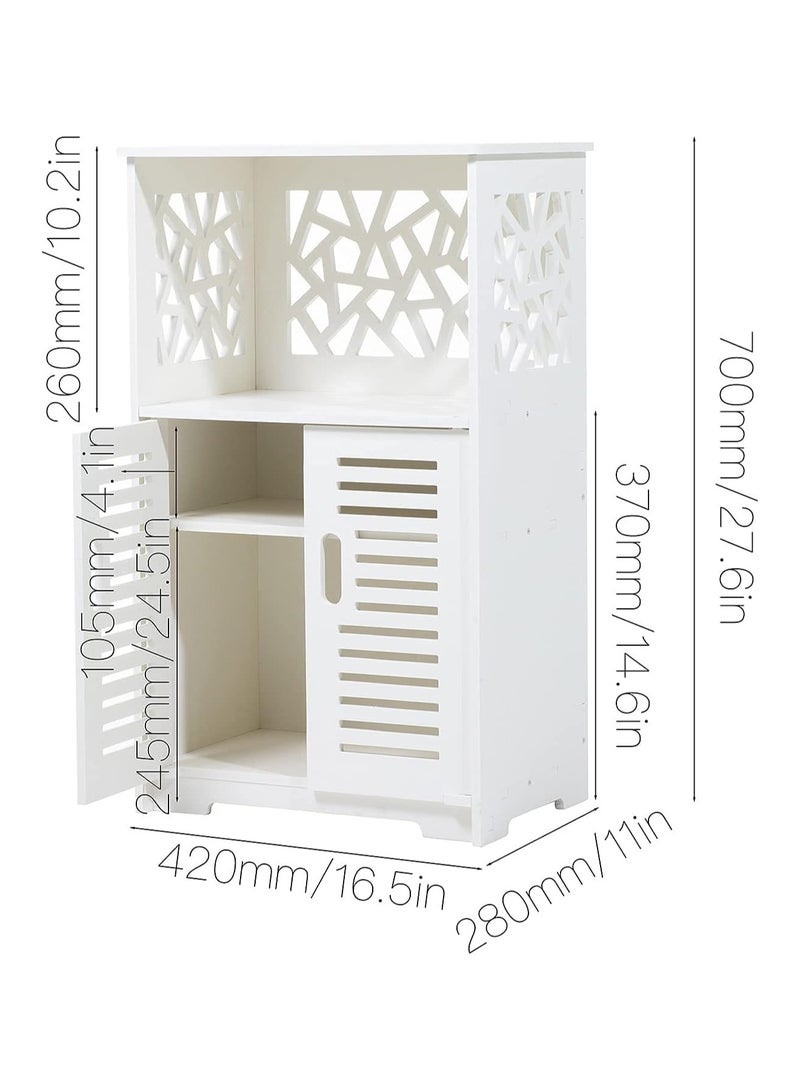 تي بي جي بي خزانة حمام كبيرة جدًا للتخزين على الأرض وخزانة مقاومة للماء للحمام باللون الأبيض القوي وأثاث الحمام والمرحاض ورف سلم منظم الحمام وخزانة طويلة - 70 × 42 × 28 سم - Image 2