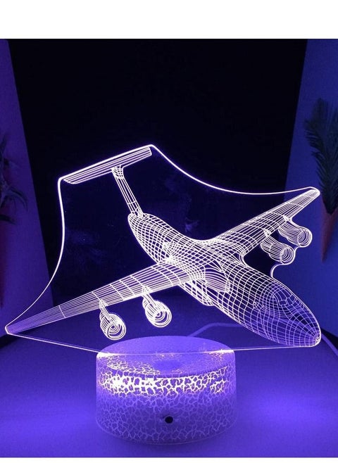 Multicolour 3D Illusion Table Lamp LED Airplane Night Light Lava Base Hologram Pattern Room Child Indoor Decorative 16 Color with Remote