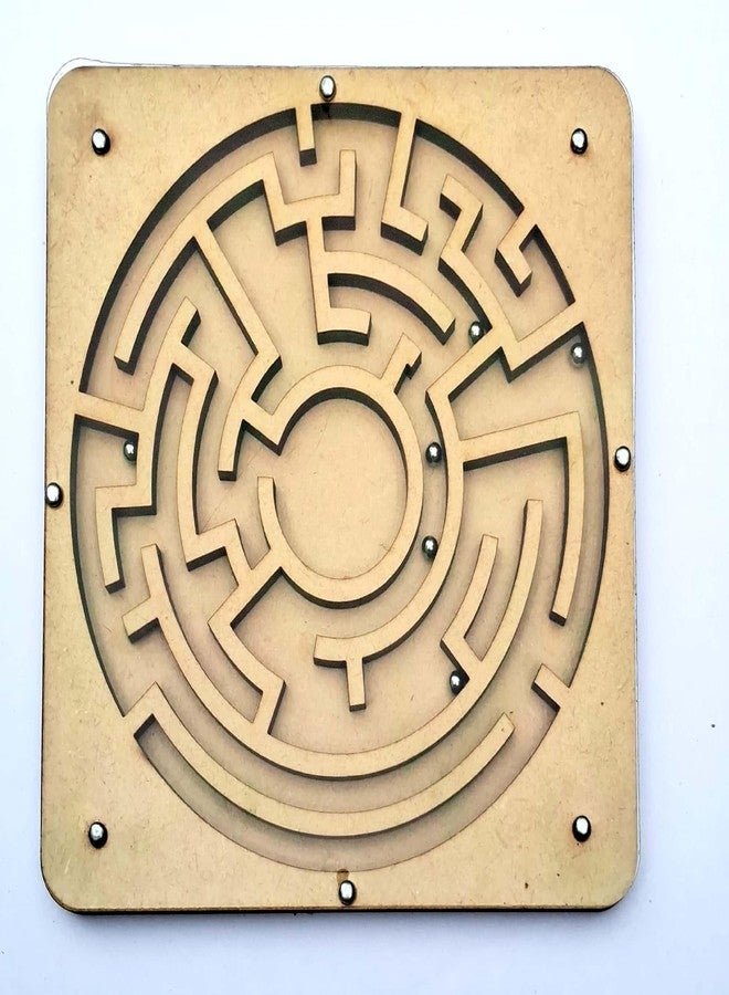 EL SMO Indoor Wooden Puzzle Game Round Maze Ball - Engaging Mind Games for Kids & Adults, Perfect Brain Teaser & Time Pass Activity, Ideal Wooden Board Game for All Ages - Image 3