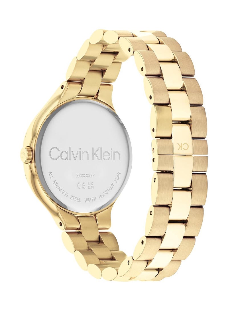 CALVIN KLEIN ساعة يد دائرية أنالوج مقاومة للماء بحزام ذهبي 25200126 - Image 3