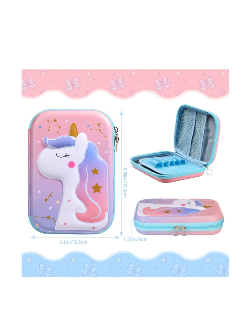 SYOSI Pencil Case, Unicorn Pencil Case for Girls, Pink & Purple Protective Pen Holder Pencil Storage Bag Portable Students Stationery Box, Cute Unicorn Pattern Pencil Pouch for Kids Gift - Image 2