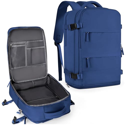 coowoz Large Travel Backpack For Women MenCarry On Backpack Flight ApprovedHiking Backpacks Outdoor Rucksack Casual Daypack Travel Bag Essentials Personal Item Backpack Royal Blue L - Image 1