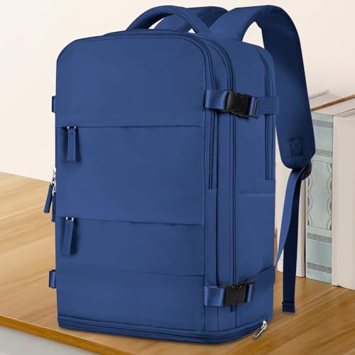 coowoz Large Travel Backpack For Women MenCarry On Backpack Flight ApprovedHiking Backpacks Outdoor Rucksack Casual Daypack Travel Bag Essentials Personal Item Backpack Royal Blue L - Image 3