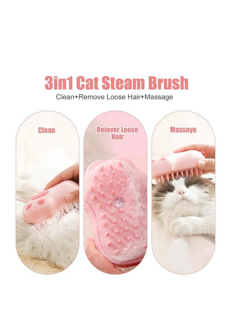 Cat Steam Brush, 3 In1 Steamy Cat Brush for Shedding, Cat Steamer Brush for Massage, Multifunctional Cat Grooming Brush, Pet Hair Removal Tool Comb for Cats and Dogs