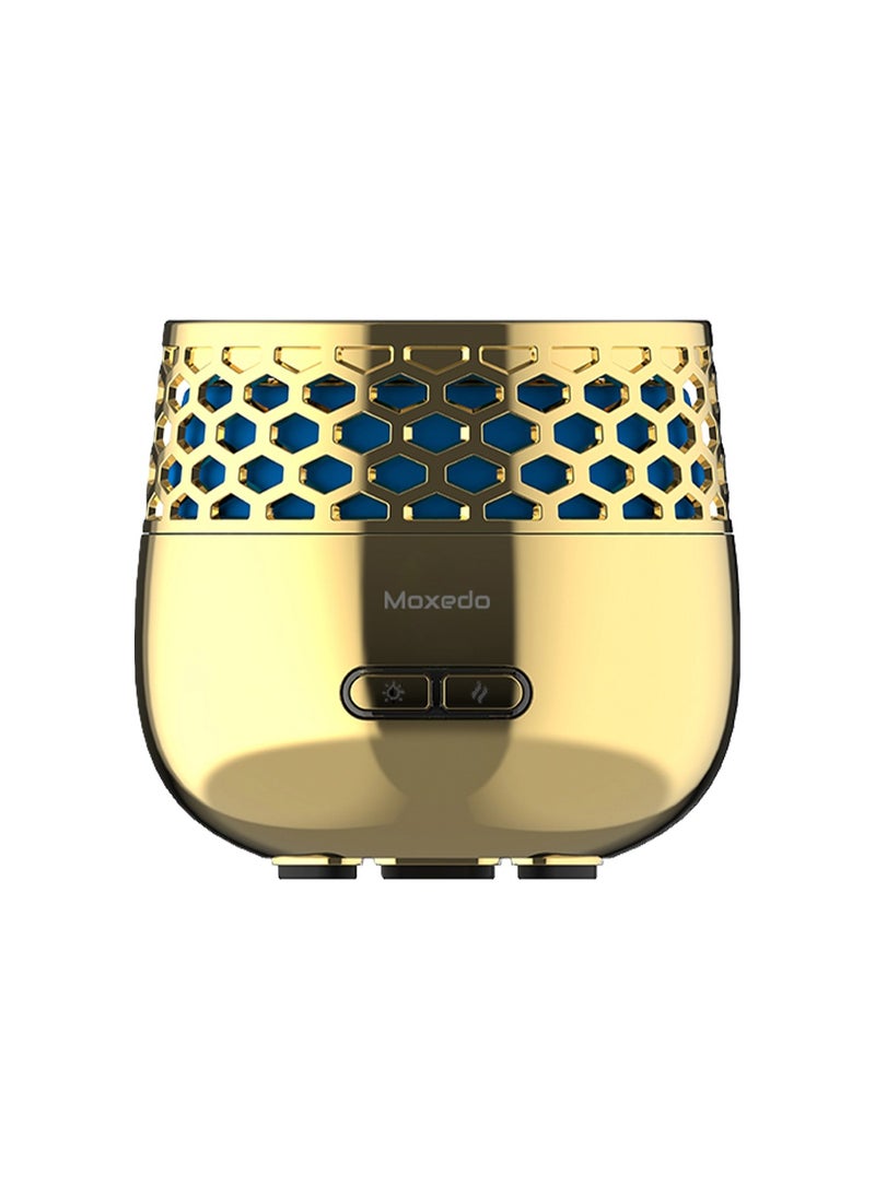 Moxedo Moxedo Electric Incense Burner Portable Aroma Diffuser with 7 Colors LED Lights USB Rechargeable for Office and Home Décor (Gold)  - Image 1