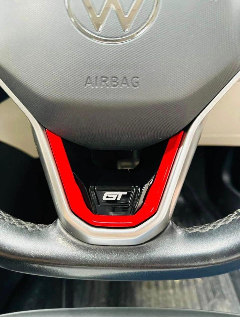 AUTO MT GT Steering Wheel Badge for Virtus Black-Red Car Steering Wheel Decoration for Car Compatible with Golf MK8. - Image 5
