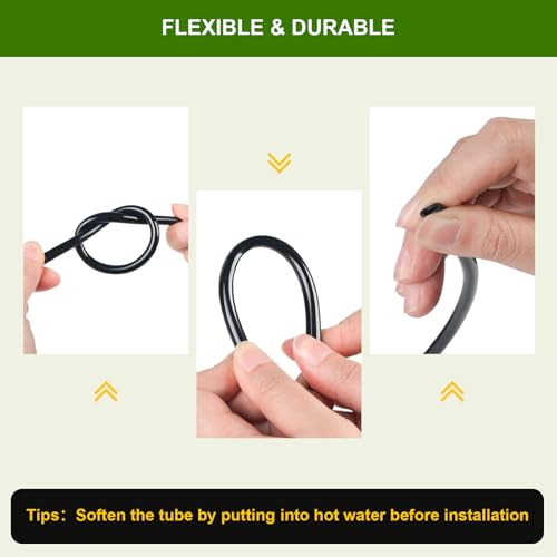 letesult 100FT 1/4 Inch Drip Irrigation Tubing, Distribution Hose Tube Kit Includes 2pcs 6-Way Connectors & 20pcs 1/4" Tee Splitters and End Plugs for Garden DIY Water-Saving Drip Irrigation System - Image 5