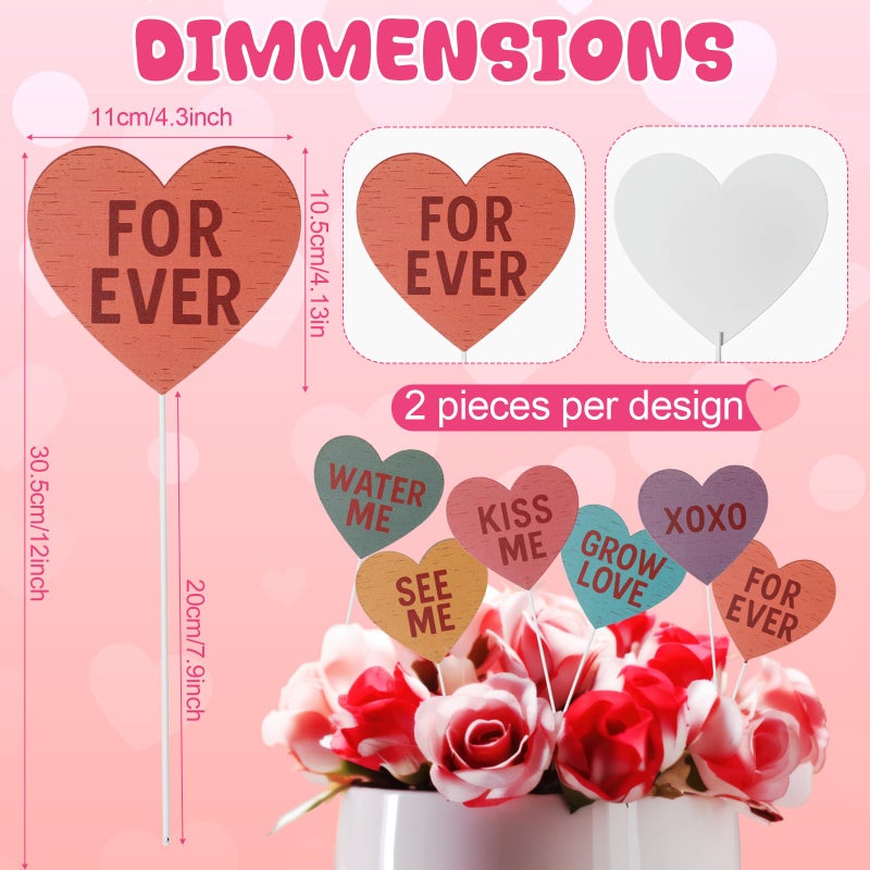 Frienda 12 Pcs Vintage Valentine's Day Planter Stakes for Outdoor Valentine's Day Conversation Yard Hearts Decor Red Pink Pastel Candy Metal Hearts Plant Stakes Sign for Patio Lawn Garden(Candy Color) - Image 2