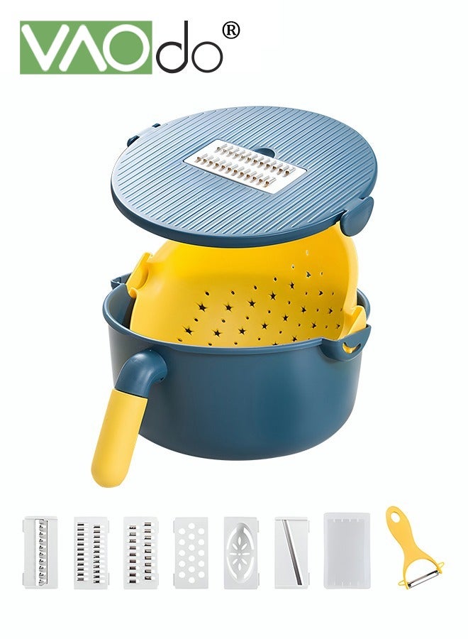 فاو دو 9 في 1 مجموعة قطاعة خضروات متعددة الوظائف سعة كبيرة قطاعة خضروات أدوات مطبخ أداة مبشرة سلة غسيل خضروات - Image 1