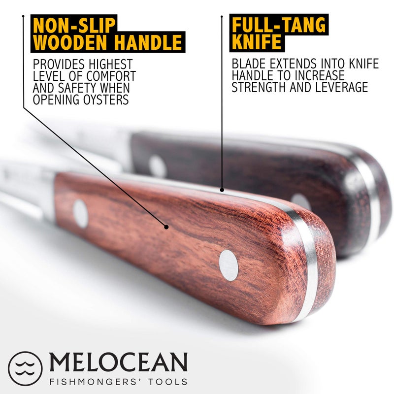 Melocean Oyster Shucking Knife Set of 2 - Professional Oyster Knife Shucker Clam Opener Kit in Lovely Box - Bonus Ebook and Brochure Included - Image 3