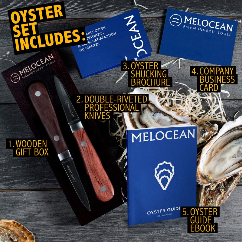 Melocean Oyster Shucking Knife Set of 2 - Professional Oyster Knife Shucker Clam Opener Kit in Lovely Box - Bonus Ebook and Brochure Included - Image 4