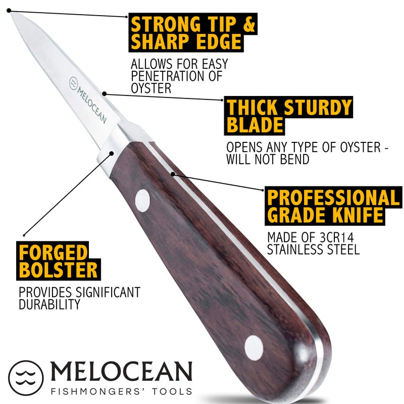 Melocean Oyster Shucking Knife Set of 2 - Professional Oyster Knife Shucker Clam Opener Kit in Lovely Box - Bonus Ebook and Brochure Included - Image 2