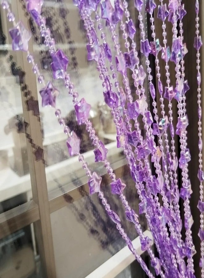 ave split Beaded Curtain Doorways Star Acrylic Hanging Door Beads String Curtains Tassel Room Divider Screen Decor for Doorway Window Living Room Wedding 049Star (Purple Star) - Image 2