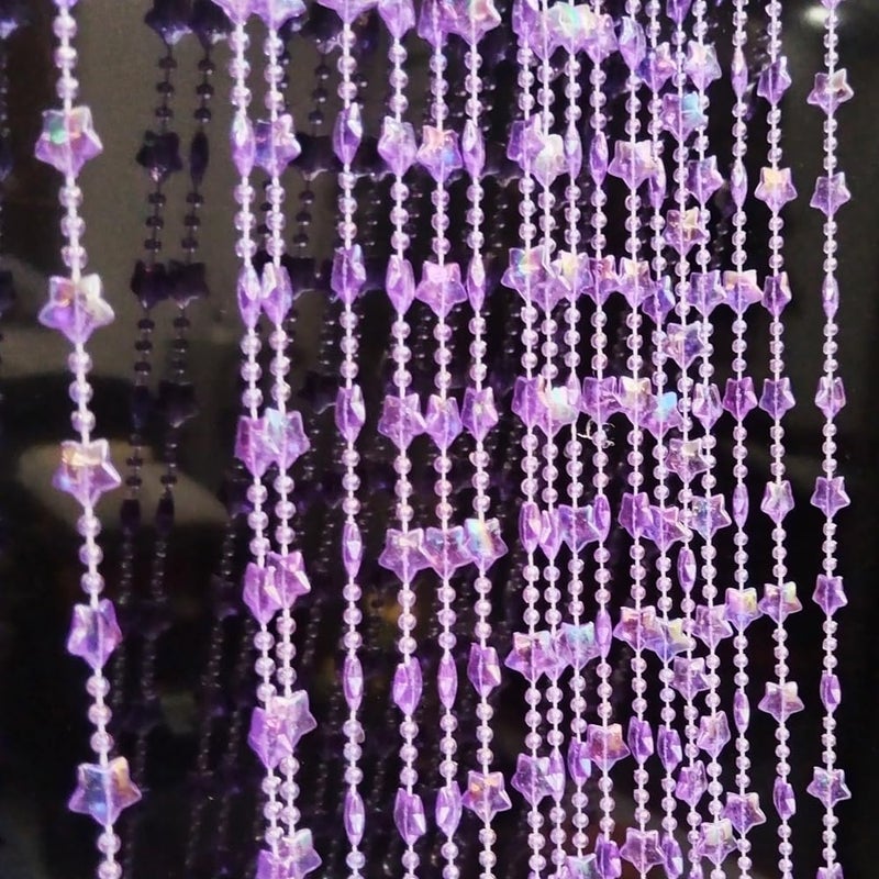 ave split Beaded Curtain Doorways Star Acrylic Hanging Door Beads String Curtains Tassel Room Divider Screen Decor for Doorway Window Living Room Wedding 049Star (Purple Star) - Image 1