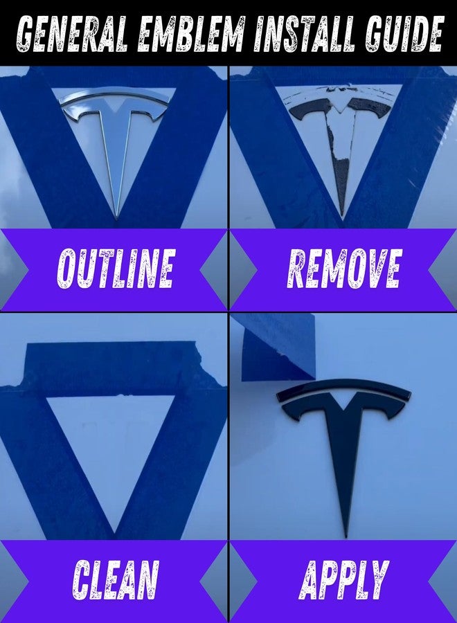 EVMIZE Metal T Logo Tesla Letters Performance Ludicrous Emblem Logo Decal Sticker Front Rear Tailgate in Matte Black for Tesla Model 3 Highland (Matte Black - Letters & Highland) - Image 3