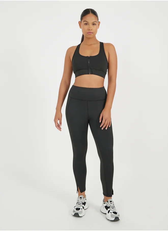 Styli Broad Waistband Slit Open Front Capri