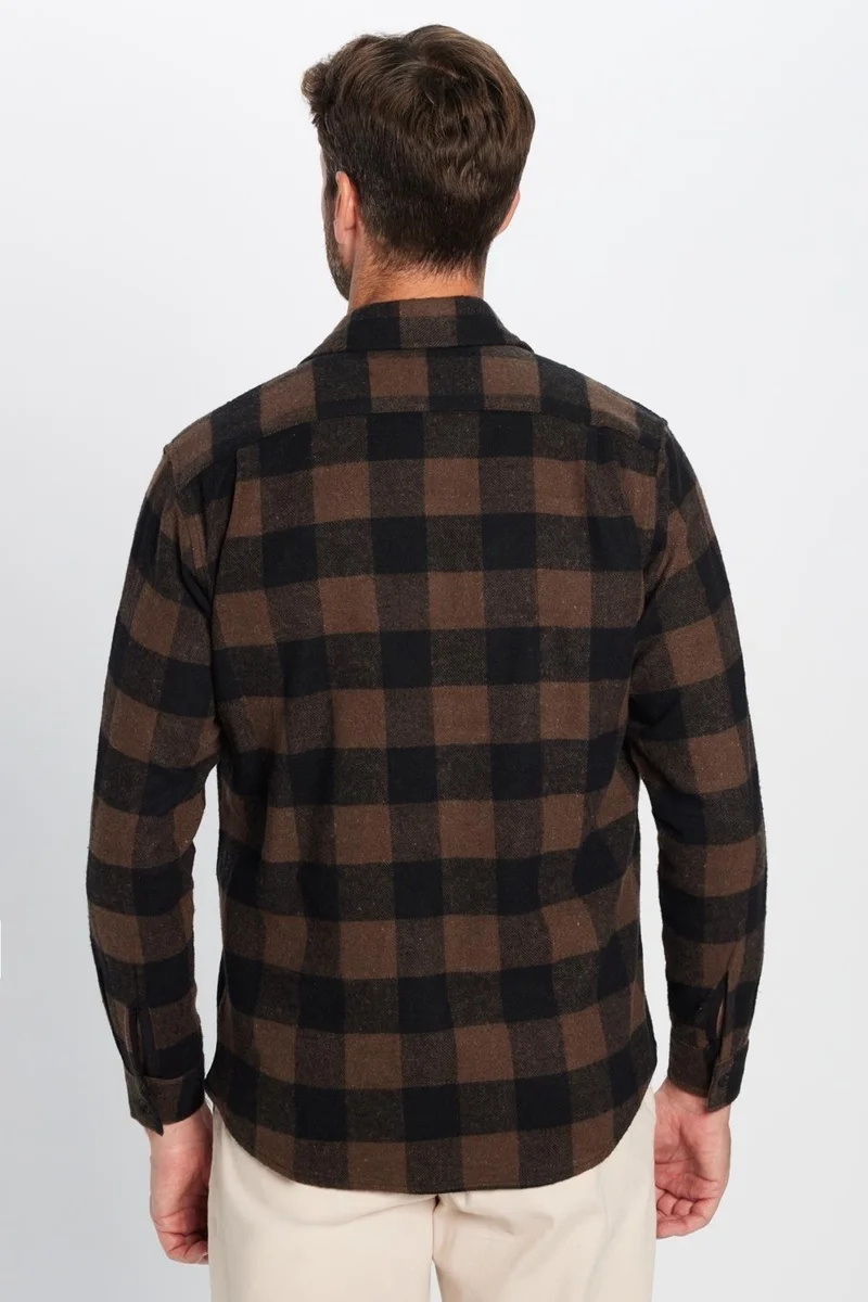 Tudors Men's Classic Fit Regular Cut Lumberjack Single Pocket Checkered Winter Shirt