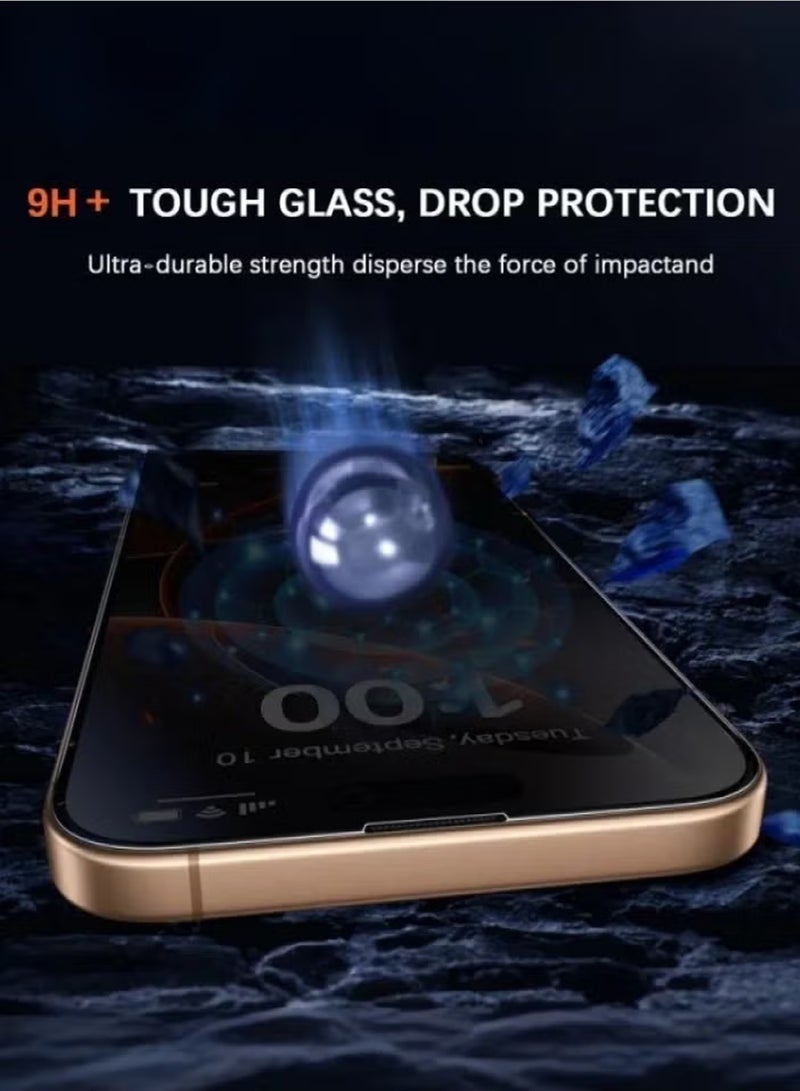 عبوة من قطعتين من واقي الشاشة الزجاجي المقوى غير المرئي للخصوصية لهاتف Apple iPhone 16 Pro Max مع لاصقة كاملة - زجاج الخصوصية - Image 2