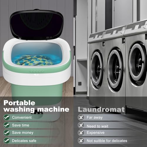 Astarama Portable Washing Machine, 12L Upgraded Mini Washing Machine With Spin Basket, Foldable Washer Cleaning for Underwear, Baby Clothes Socks and Small Items, Small Washer for Apartments, Dorm,RV (Green) - Image 3