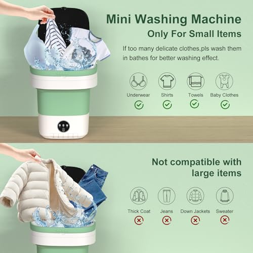 Astarama Portable Washing Machine, 12L Upgraded Mini Washing Machine With Spin Basket, Foldable Washer Cleaning for Underwear, Baby Clothes Socks and Small Items, Small Washer for Apartments, Dorm,RV (Green) - Image 4
