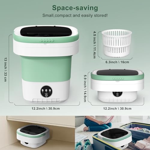 Astarama Portable Washing Machine, 12L Upgraded Mini Washing Machine With Spin Basket, Foldable Washer Cleaning for Underwear, Baby Clothes Socks and Small Items, Small Washer for Apartments, Dorm,RV (Green) - Image 2