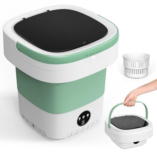 Astarama Portable Washing Machine, 12L Upgraded Mini Washing Machine With Spin Basket, Foldable Washer Cleaning for Underwear, Baby Clothes Socks and Small Items, Small Washer for Apartments, Dorm,RV (Green) - Image 1