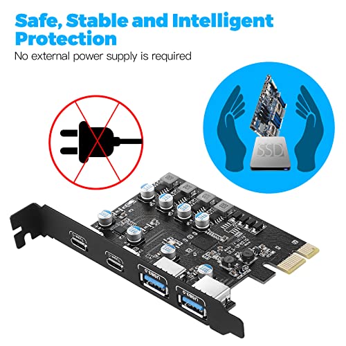 Sinefine 4 Ports PCI-E to USB 3.0 Expansion Card (2 USB Type-A and 2 USB Type-C Ports), Internal Converter PCI Express Expansion Card for Desktop PC Card - Image 4