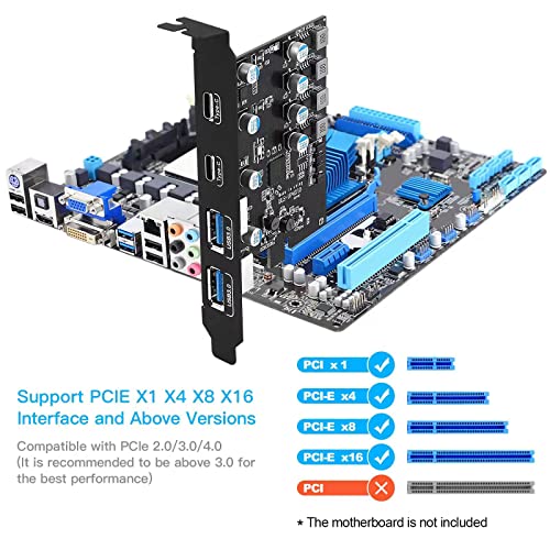 Sinefine 4 Ports PCI-E to USB 3.0 Expansion Card (2 USB Type-A and 2 USB Type-C Ports), Internal Converter PCI Express Expansion Card for Desktop PC Card - Image 2