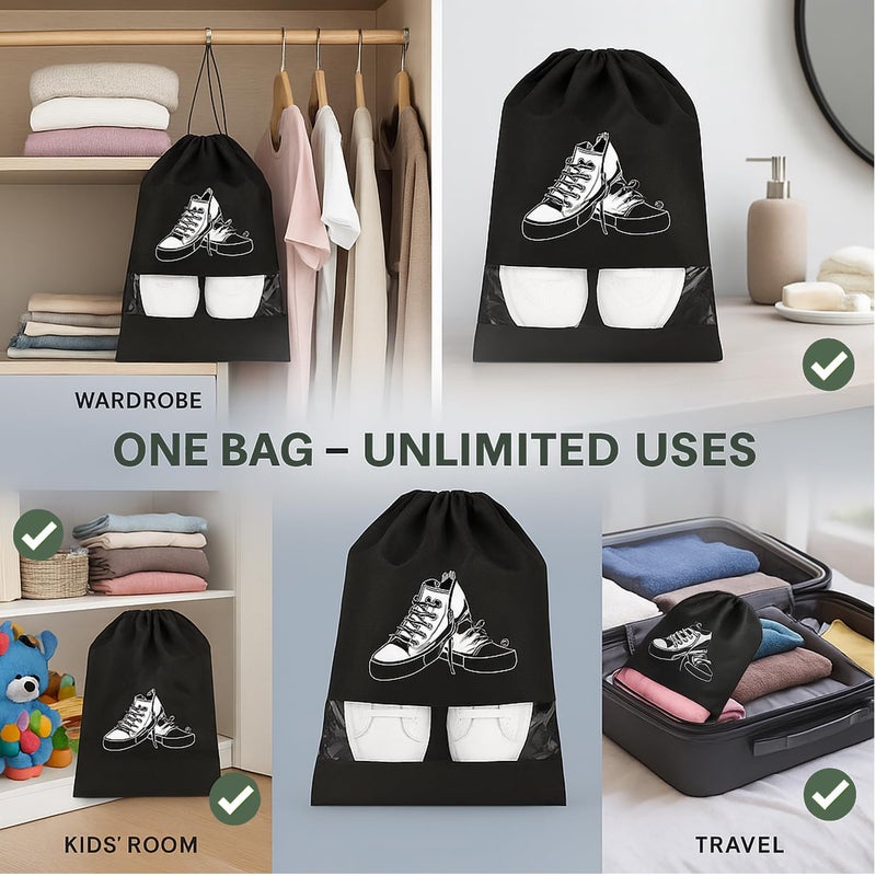 DALUCI Shoe Bag for Travel & Storage, Shoe Cover for Storage at Home Bags for Men & Women, Reusable Organizer Pouch, Travelling Accessories, Footwear Storage Bags, Gym & Home Essentials (Pack of 12) - Image 5