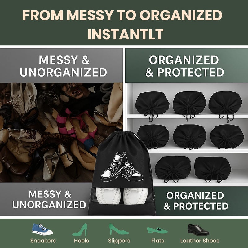 DALUCI Shoe Bag for Travel & Storage, Shoe Cover for Storage at Home Bags for Men & Women, Reusable Organizer Pouch, Travelling Accessories, Footwear Storage Bags, Gym & Home Essentials (Pack of 12) - Image 4