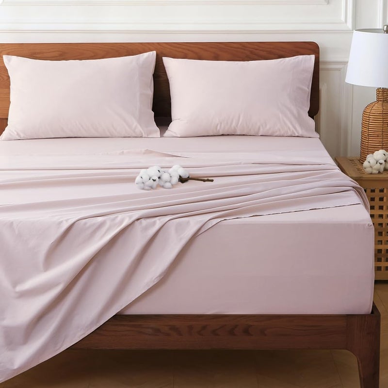 HYPREST Extra Deep Pocket Queen Sheet Sets Fits 1824 in Deep Mattress 100 Cotton Queen Sheet SetPink Hotel Luxury Soft Wrinkle Free Cooling Sheet Sets for Queen Bed Deep Pocket