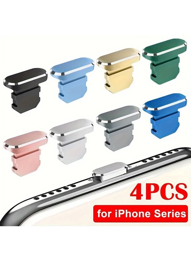 Black 4PCS Aluminum Alloy Dust Plugs For Lightning Port Compatible With Multiple Apple Devices - Image 1