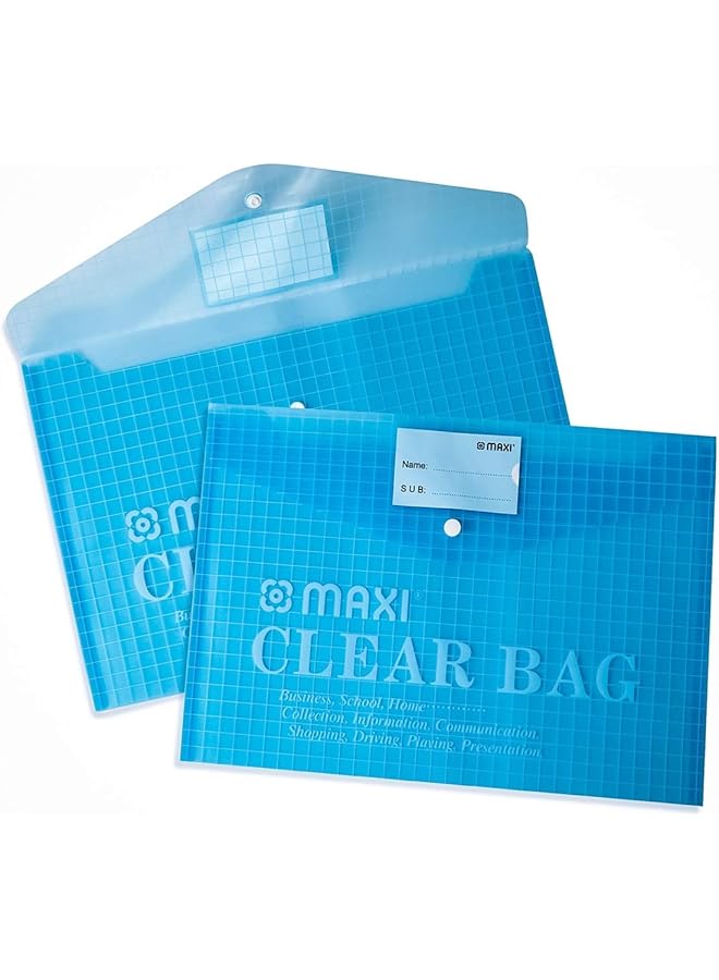 Maxi Fool Scap Clear Bag With Name Card Blue - Image 1