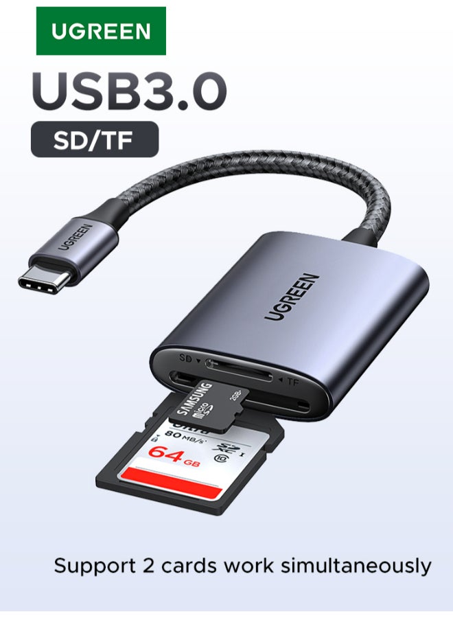 SD Card Reader USB C Micro SD Card Reader USB 3.0 OTG Memory Card Adapter Compatible For TF SD Micro SD SDXC SDHC MMC RSMMC Micro SDXC Micro SDHC For MacBook Pro iPad Pro iPhone 17 16 Galaxy S26 25 Silver