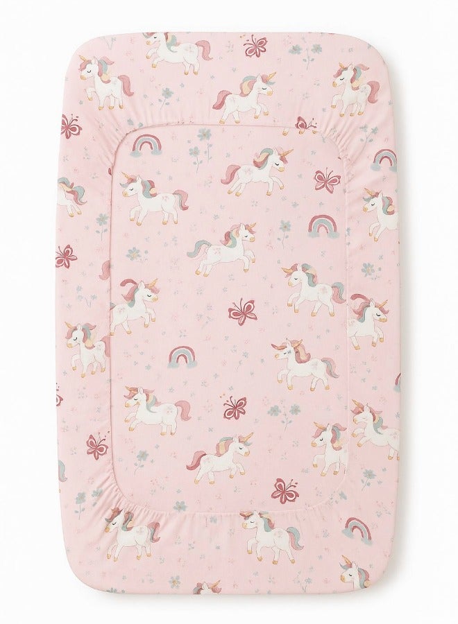 Yarlin-Bed Set (2 Fitted Bedsheets for 120*70*10 cm for new born beds (Unicorn and Bear) Designs - Image 1