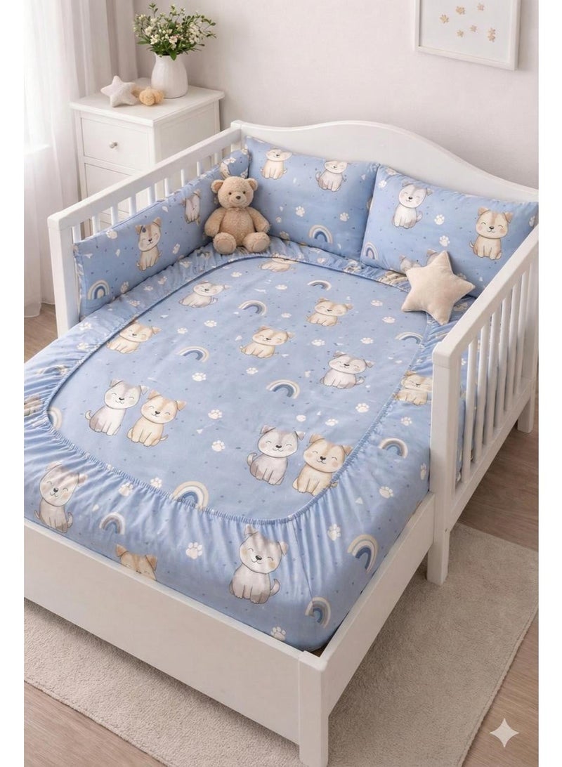 طقم سرير حديثي الولادة  من يارلن (2 ملاية سرير بأستيك لسرير مقاس 120*70*10 - تصميم دريمي بوبيز و الدب) - Image 1